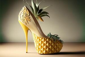 Ananas Frauen Schuhe mit hoch Absätze generativ ai foto