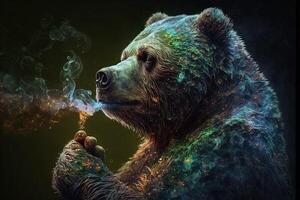 Bär Tier Rauchen Ganja Gras Illustration generativ ai foto