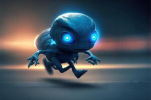 Blau Außerirdischer Laufen beim Lichtgeschwindigkeit Illustration generativ ai foto
