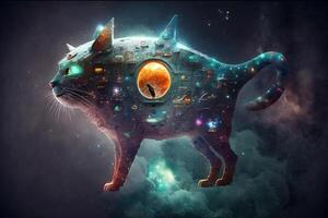 Katze gestalten Raumschiff Illustration generativ ai foto