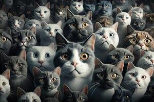 viele Katzen suchen beim Sie Illustration generativ ai foto