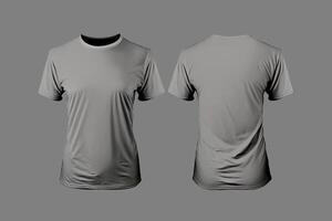 Foto realistisch männlich grau T-Shirts mit Kopieren Raum, Vorderseite und zurück Sicht. ai generiert