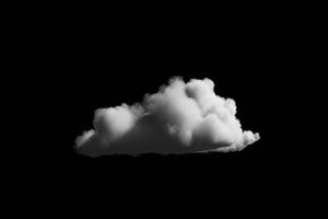 Weiß Wolke isoliert auf schwarz Hintergrund. ai generiert foto