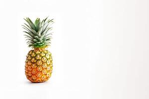 frisch reif Ananas isoliert auf Weiß Hintergrund mit Kopieren Raum. ai generiert foto