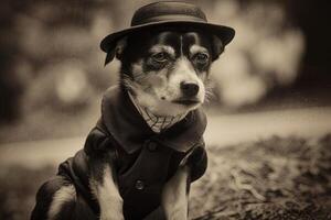 Hund Charlie Chaplin Illustration generativ ai foto