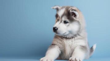 Banner mit malamute Hündchen . generativ ai. foto