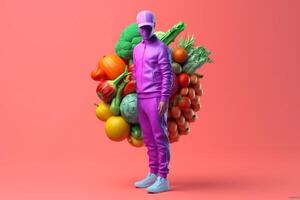 medizinisch Kunst von Mann Körper geformt mit Gemüse mit generativ ai foto
