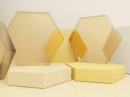 3d Rendern Bienenwabe gestalten Acryl Glas Produkt Anzeige Hintergrund zum Honig Gesundheitswesen und Hautpflege Produkte foto