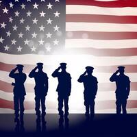 Soldat und USA Flagge Hintergrund .Konzept National Feiertage, Flagge Tag, Veteranen Tag, Denkmal Tag, Unabhängigkeit Tag, Patriot Tag. ai generativ foto
