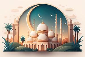 islamisch Hintergrund mit Moschee Ornament und Nacht Stimmung generiert ai foto