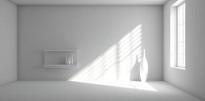 Schatten von ein Weiß Fenster im ein leeren Zimmer. minimalistisch Hintergrund. generativ ai foto