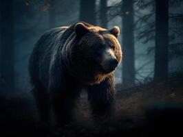 Grizzly Bär filmisch Fotoaufnahme perfekt zum Hintergrund hd, ai generiert foto
