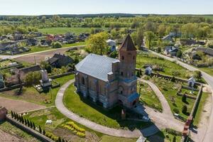 Antenne Aussicht auf Barock oder gotisch Tempel oder katholisch Kirche im Landschaft foto