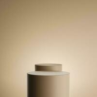 Zylinder braun Podium im braun Hintergrund mit minimalistisch Stil zum Produkt Stand foto