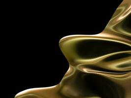 abstrakt Gold Welle Metall Design. glänzend golden Design Element auf dunkel Hintergrund zum Geschäft Karte oder Technologie Webseite Hintergrund. foto