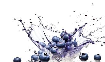 ai generativ. frisch Blaubeeren mit Wasser Spritzen foto