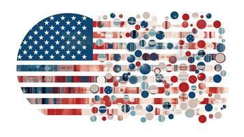 2d Illustration von amerikanisch Flagge süß Aufkleber oder Symbol Collagen. generativ ai. foto