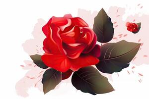 schön Aquarell Rose isoliert auf Weiß Hintergrund. rot Rose Blume zum Mutter Tag und Valentinsgrüße Tag Postkarten und Gruß Karten. generativ ai. foto