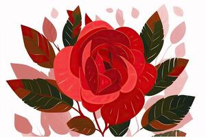 schön Aquarell Rose isoliert auf Weiß Hintergrund. rot Rose Blume zum Mutter Tag und Valentinsgrüße Tag Postkarten und Gruß Karten. generativ ai. foto