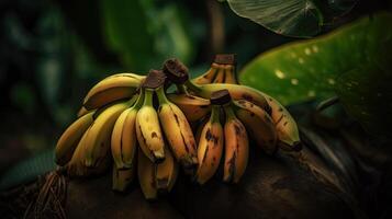 ein fesselnd fotografieren Das Highlights einzigartig Hintergrund von Banane Frucht. erstellt durch generativ ai Technologie. foto