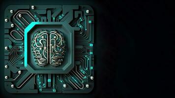 Quantum Computing mit Mensch Gehirn Schaltkreise. generativ ai Technologie und Raum zum Ihre Botschaft. foto