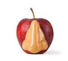 rot Apfel mit Nase foto