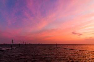 Tokio Bucht mit schönen Sonnenuntergang Himmel foto