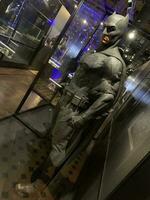 Lodz, Polen. 28 September 2019. Batman v Übermensch Kostüm dc Universum Dämmerung von Gerechtigkeit Ausstellung foto