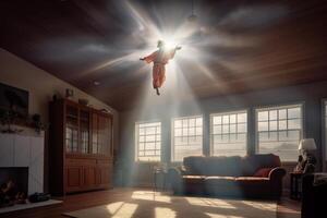 Aufstieg Tag von Jesus Christus oder Auferstehung Tag von Sohn von Gott. gut Freitag. Aufstieg Tag Konzept im Leben Zimmer durch ai generiert foto