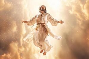 Aufstieg Tag von Jesus Christus oder Auferstehung Tag von Sohn von Gott. gut Freitag. Aufstieg Tag Konzept durch ai generiert foto