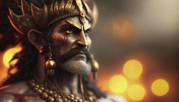 Porträt von Rama, das Held von das Epos Ramayana ai generiert foto