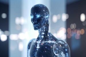 Robo-Pflege das Zukunft von Gesundheitswesen mit KI-betrieben Roboter ai generiert foto
