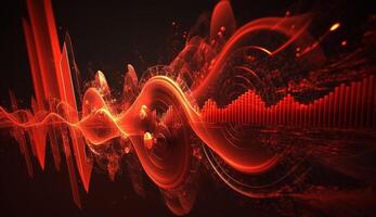 Rubin Glanz abstrakt rot Frequenzen auf dunkel Hintergrund ai generiert foto