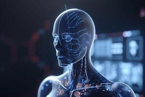 Robo-Pflege das Zukunft von Gesundheitswesen mit KI-betrieben Roboter ai generiert foto