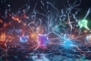 beleuchtet neuronale Verbindungen erkunden ein Netzwerk von Neuronen durch ein Mikroskop ai generiert foto