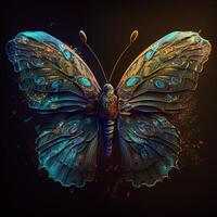 schön Nahansicht Illustration von ein hyperrealistisch Schmetterling ai generiert foto