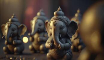 herrlich Elefant Skulptur Gedenken Ganesh Chaturthi Festival ai generiert foto