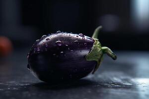 künstlich uv Licht Anbau von ein Aubergine ai generiert foto