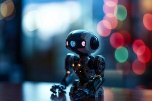 das Zukunft von abspielen KI-betrieben Spielzeug Roboter nehmen Über ai generiert foto