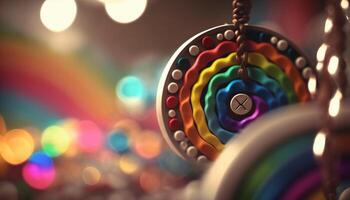 regenbogenfarben Hippie Amulett Anhänger Halskette ai generiert foto