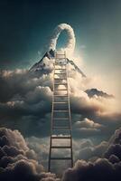 Wolke Leiter - - ein mystisch Leiter erreichen oben zu das Wolken im das Himmel ai generiert foto