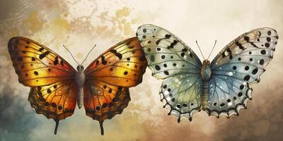 flattern Symphonie abstrakt Zeichnung von Schmetterlinge im warm Farbtöne ai generiert foto