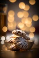 genießen das traditionell Italienisch Freude Amaretti Kekse mit Mandeln ai generiert foto