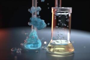 bunt 3d Illustration von das chemisch Prozess von Säure Base Neutralisation im ein erlenmeyer Flasche ai generiert foto