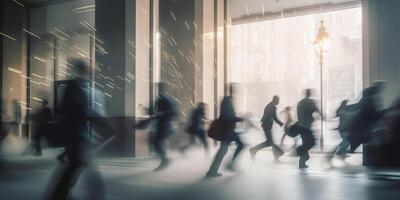 Panik auf das Straßen Bank Lauf wendet sich heftig ai generiert foto