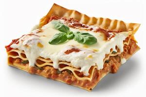 klassisch Italienisch Gericht isoliert Lasagne auf Weiß Hintergrund zum Kochen Inspiration ai generiert foto