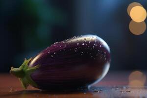 künstlich uv Licht Anbau von ein Aubergine ai generiert foto