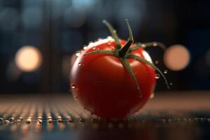 glühend Tomaten Anbau unter künstlich uv Licht zum optimal Wachstum und Ernährung ai generiert foto