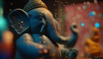 herrlich Elefant Skulptur Gedenken Ganesh Chaturthi Festival ai generiert foto