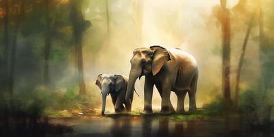 das majestätisch Elefant im Sepia ein Aquarell Gemälde ai generiert foto